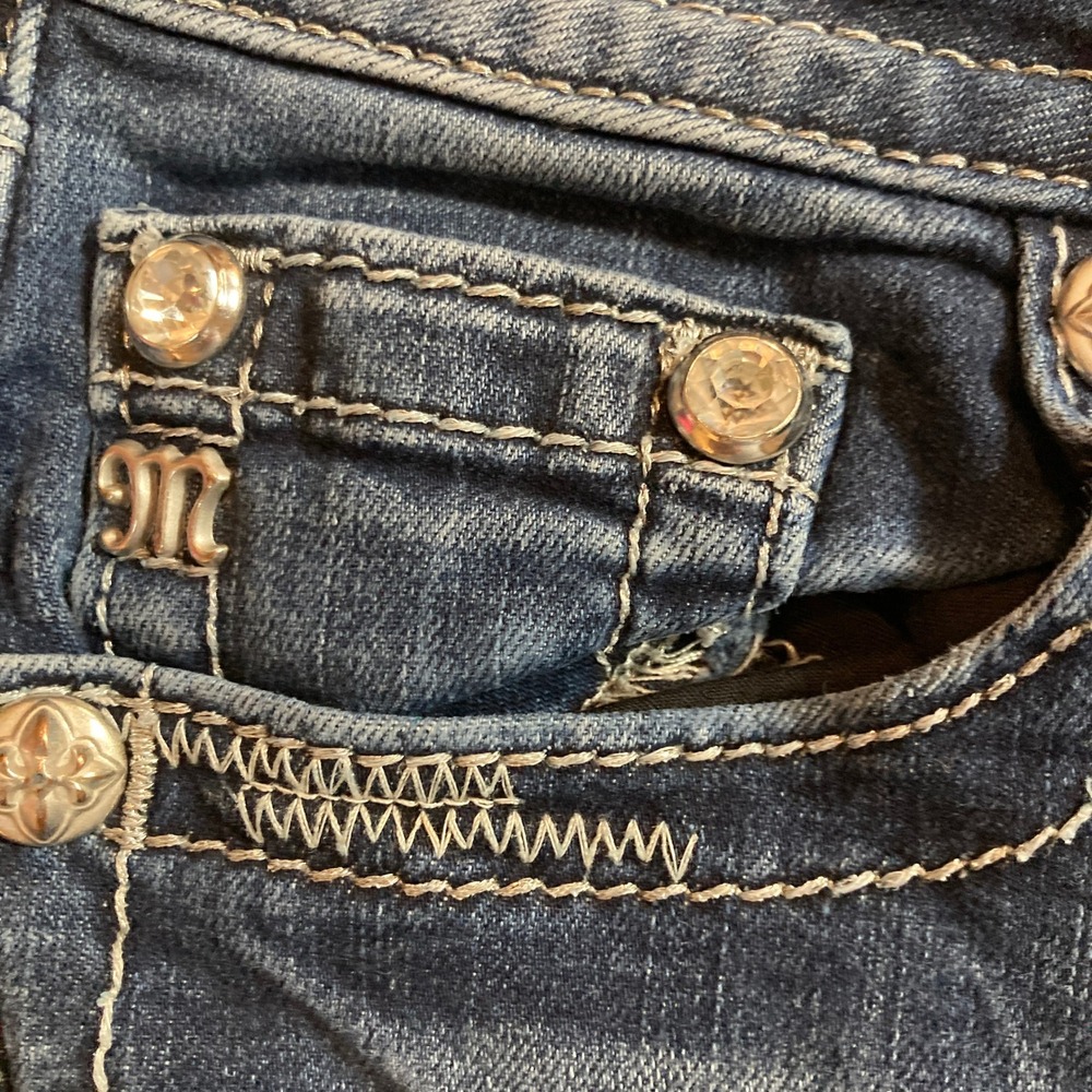 Miss Me Signature Skinny Jeans 27 Medium Wash Embellished Distressed JP7072S5 - Picture 14 of 16